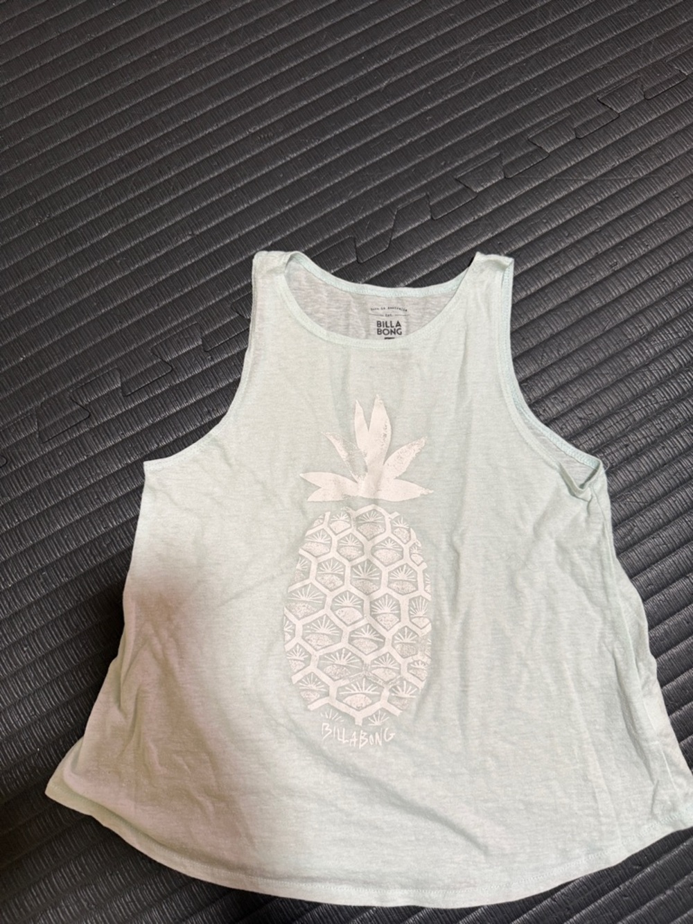 Billabong Pale Mint Tank Top with Pink Pineapple Graphic